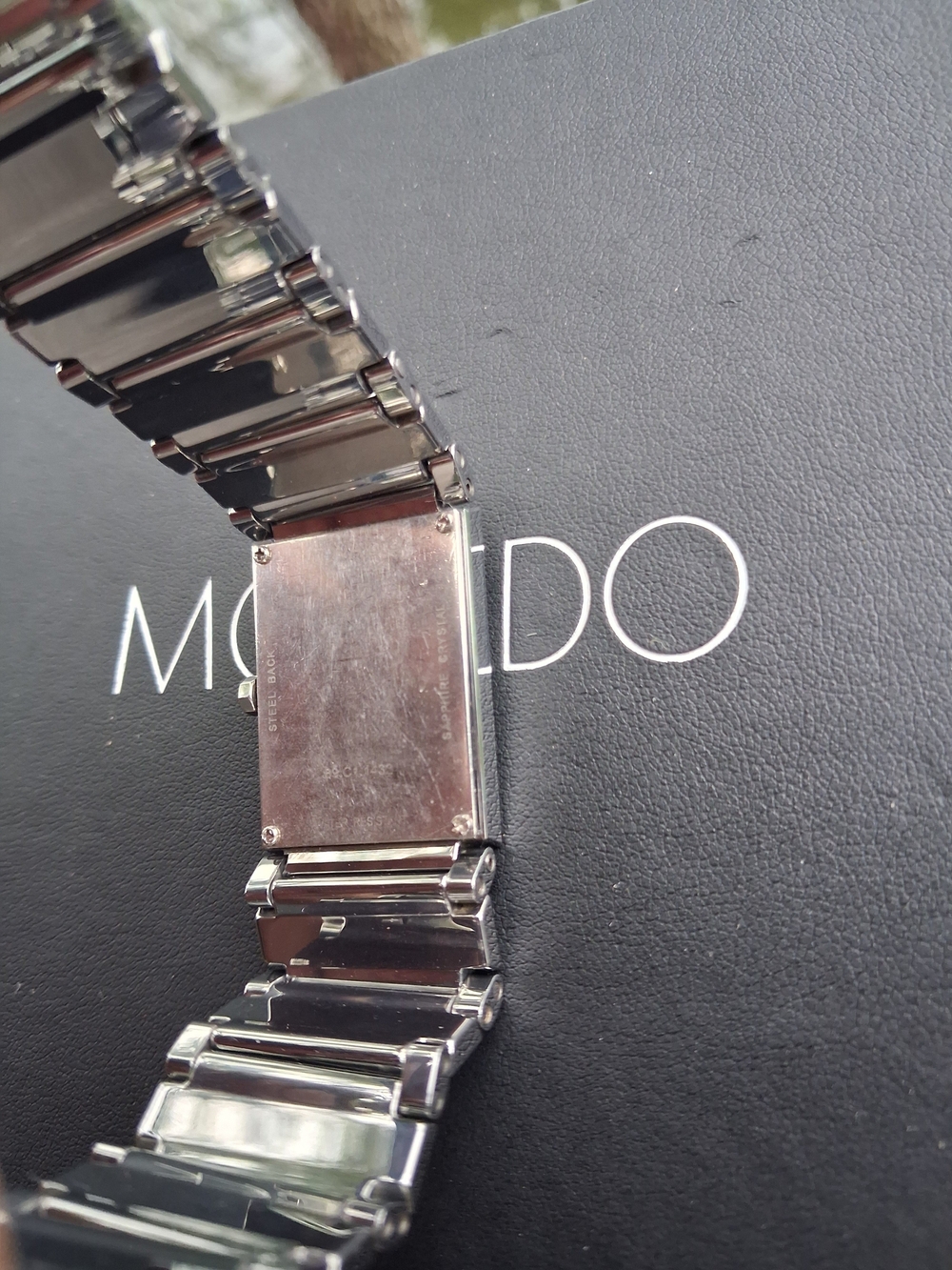 Movado Men's Stainless Steel Rectangular Bracelet Watch - Black Dial - Picture 10 of 13